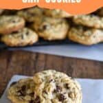 Pinterest image for oatmeal chocolate chip cookies.