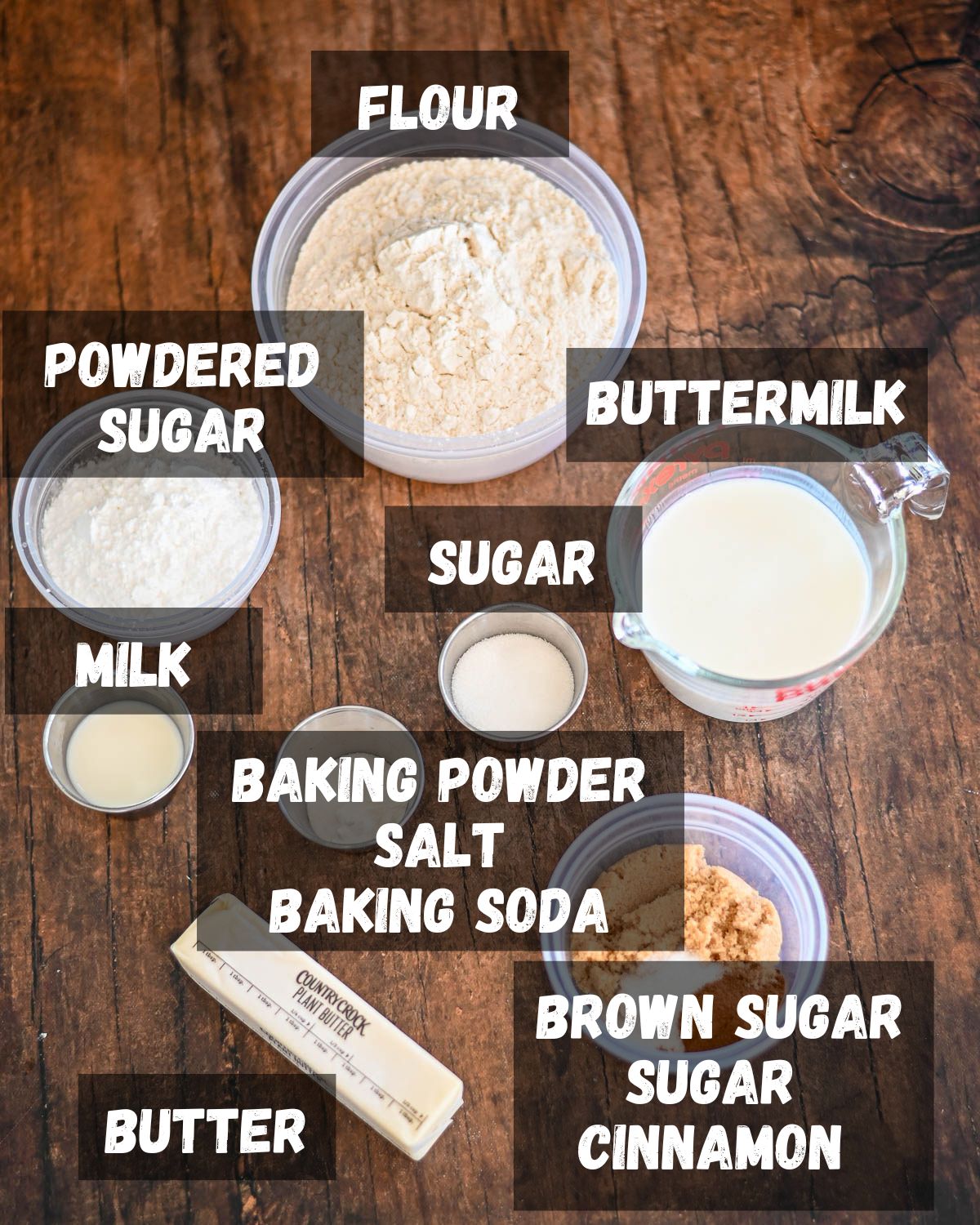 Ingredients to make cinnamon twists with no yeast.