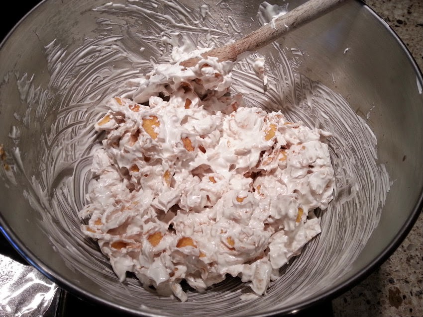 corn flakes added to egg white mixture