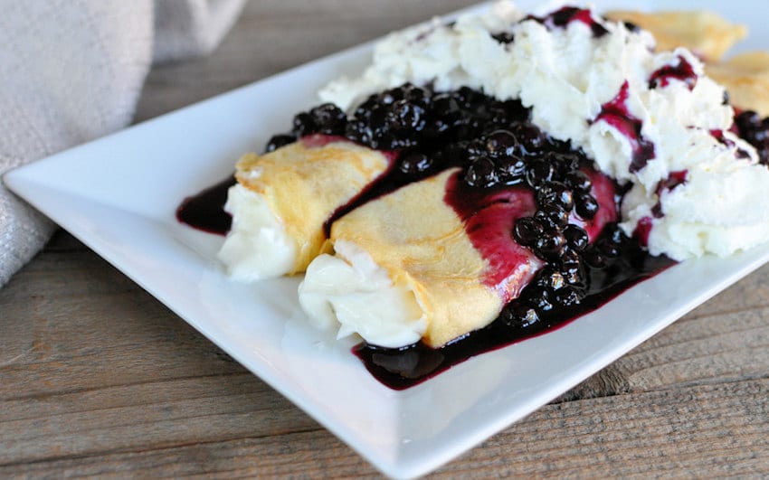 Crepes Smothered in Blueberry Sauce
