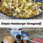 Pinterest image for hamburger strogranoff.
