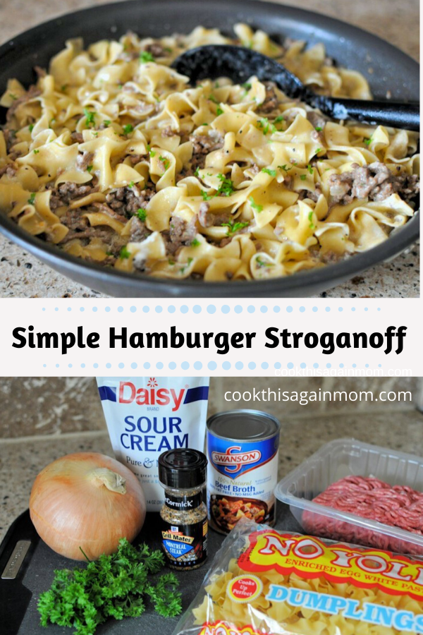 pinterest image for ground beef and noodles