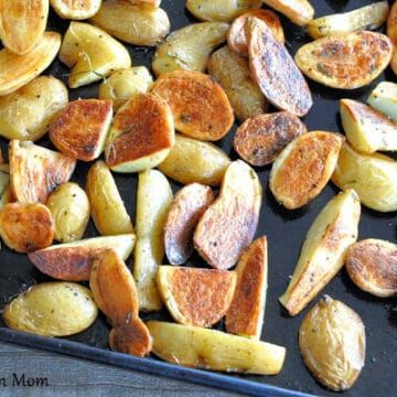 roasted potatoes on a baking sheet
