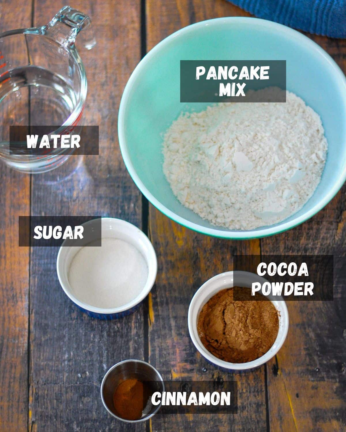 Ingredients shown for chocolate pancakes.