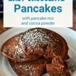 Pinterest graphic for chocolate pancakes.