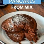 Pinterest graphic for chocolate pancakes.