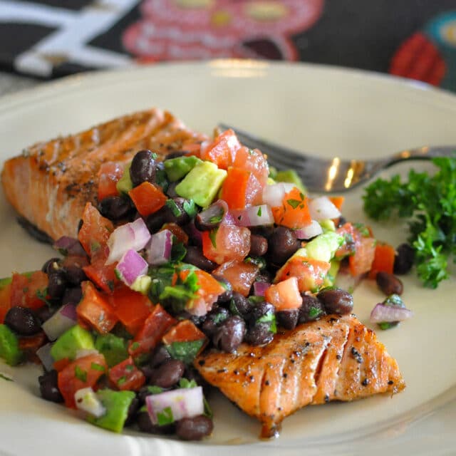 Grilled Salmon With Black Bean Salsa - Cook This Again Mom