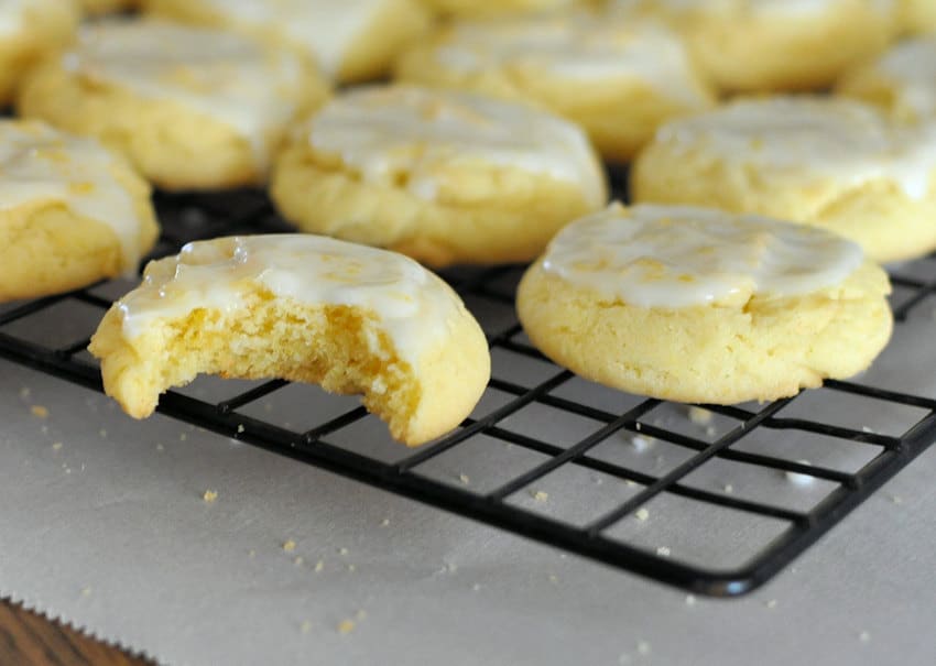 Chewy Lemon Cookies on a rack