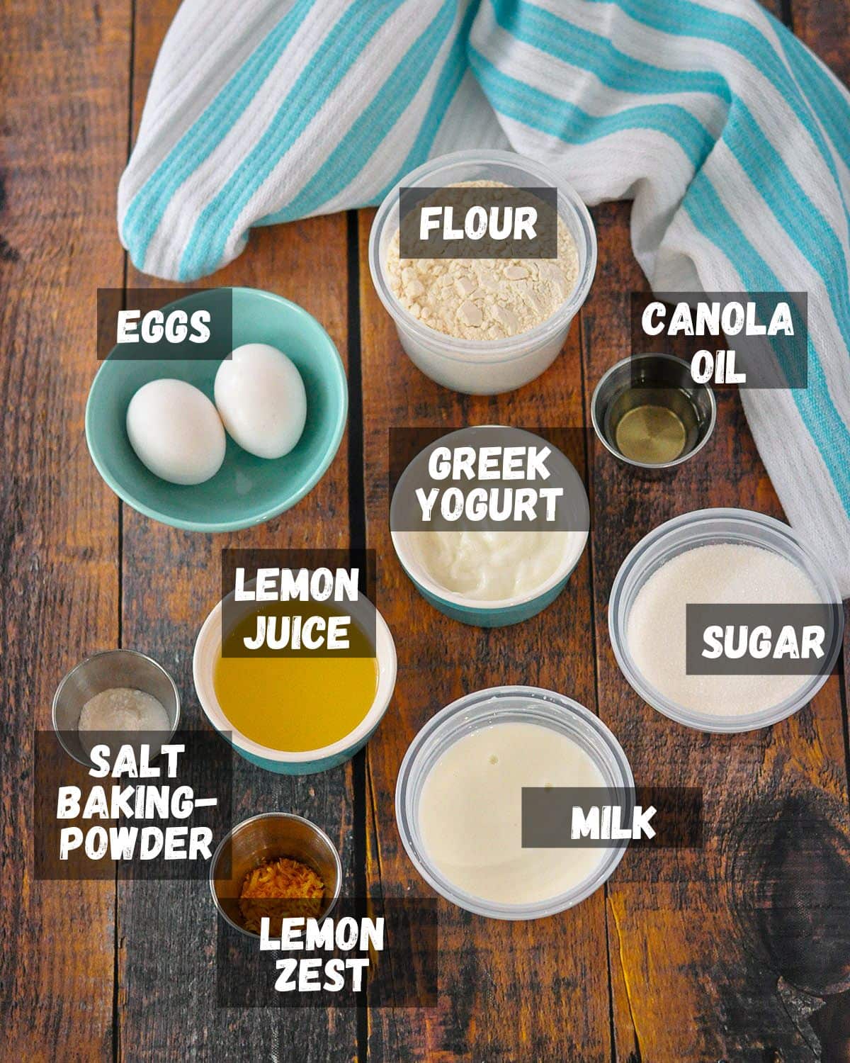 Ingredients needed for lemon bread. 