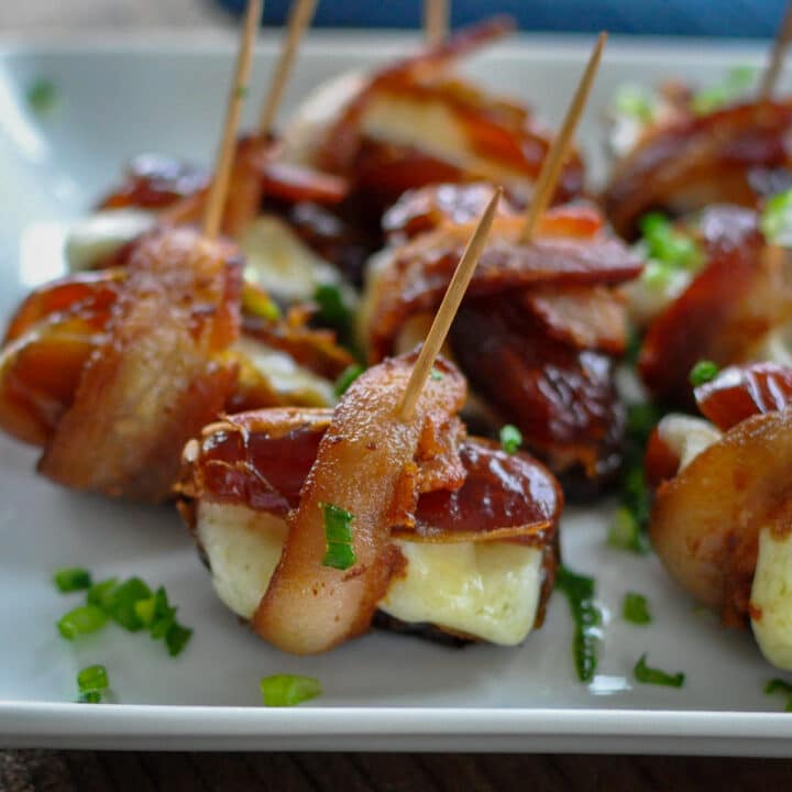 Cheese Stuffed Dates Wrapped in Bacon - Cook This Again Mom