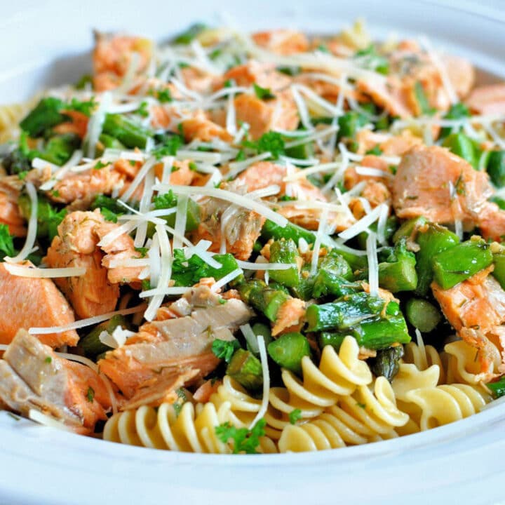 Salmon with Pasta and Asparagus - Cook This Again Mom