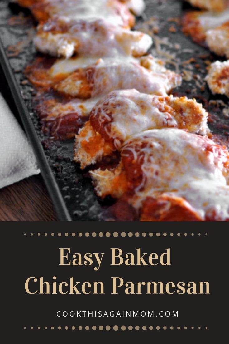 pinterest image for baked chicken parmesan