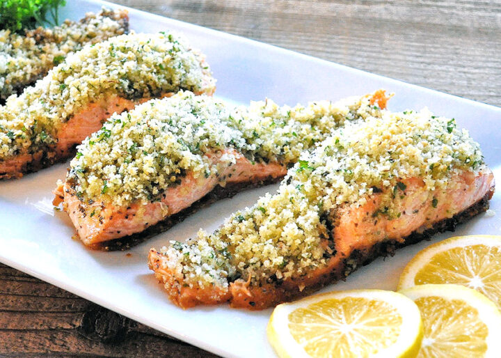 Simple Panko Crusted Pesto Salmon Cook This Again Mom