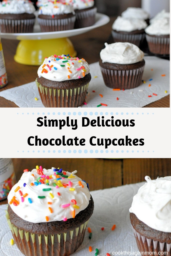 pinterest image for simply delicious chocolate cupcakes