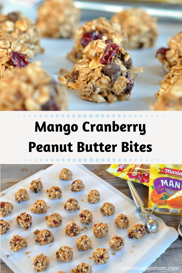 These no bake, Mango Cranberry Peanut Butter Bites are a perfect snack to keep in the refrigerator for the kids and the entire family!
