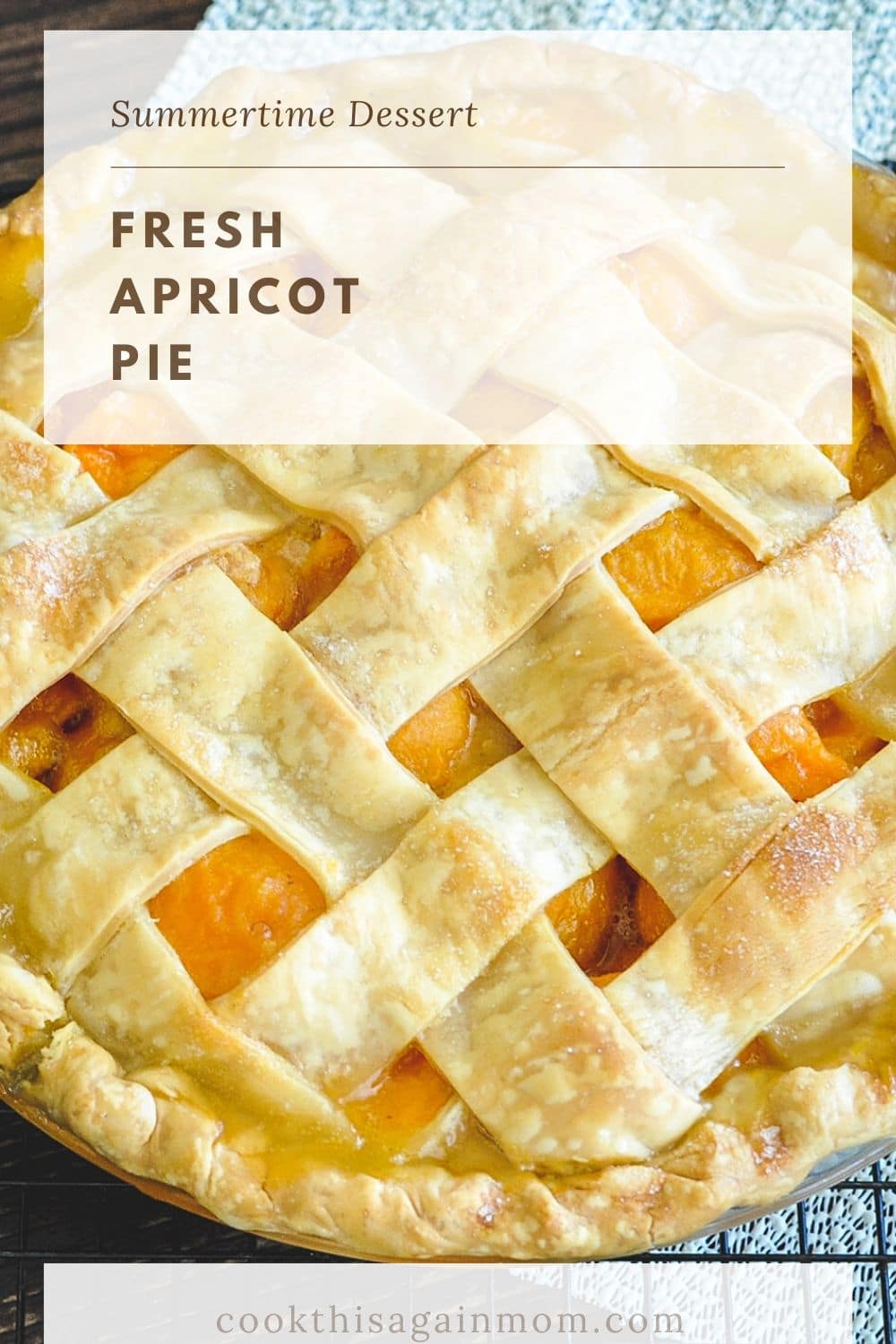 close up photo of homemade apricot pie for pinterest