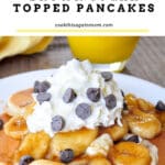 pinterest image banana topped pancakes