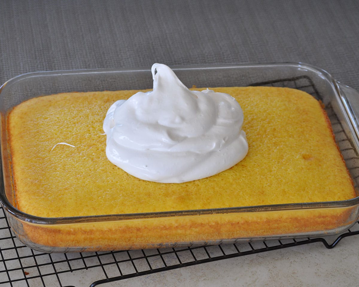lemon cake with marshmallow frosting
