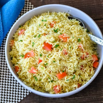 curry rice in a gray bowl