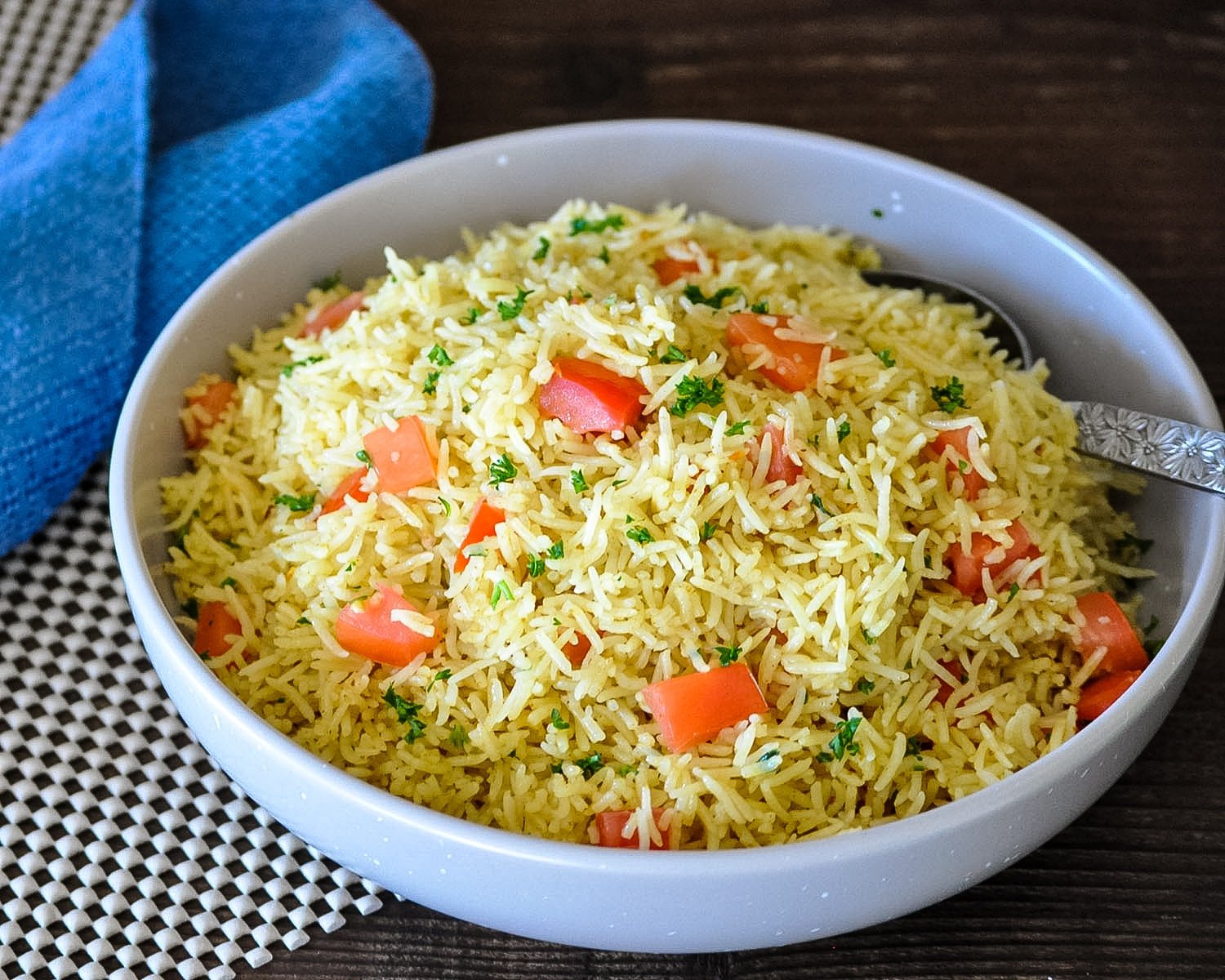 curry rice in a gray bowl