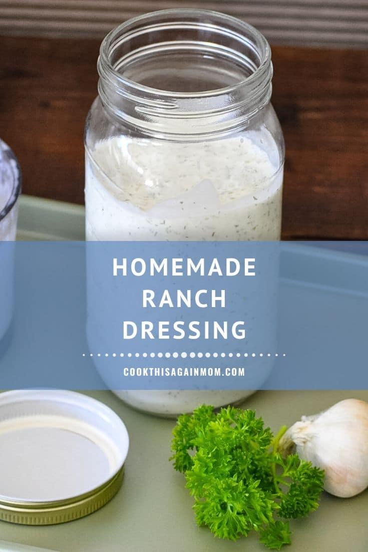 a mason jar filled with homemade ranch dressing