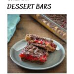 chocolate cherry dessert bars pinterest graphic on a white background
