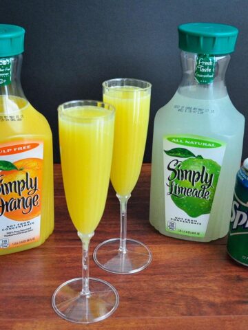 virgin mimosas ingredients orange juice, limeade, and sprite