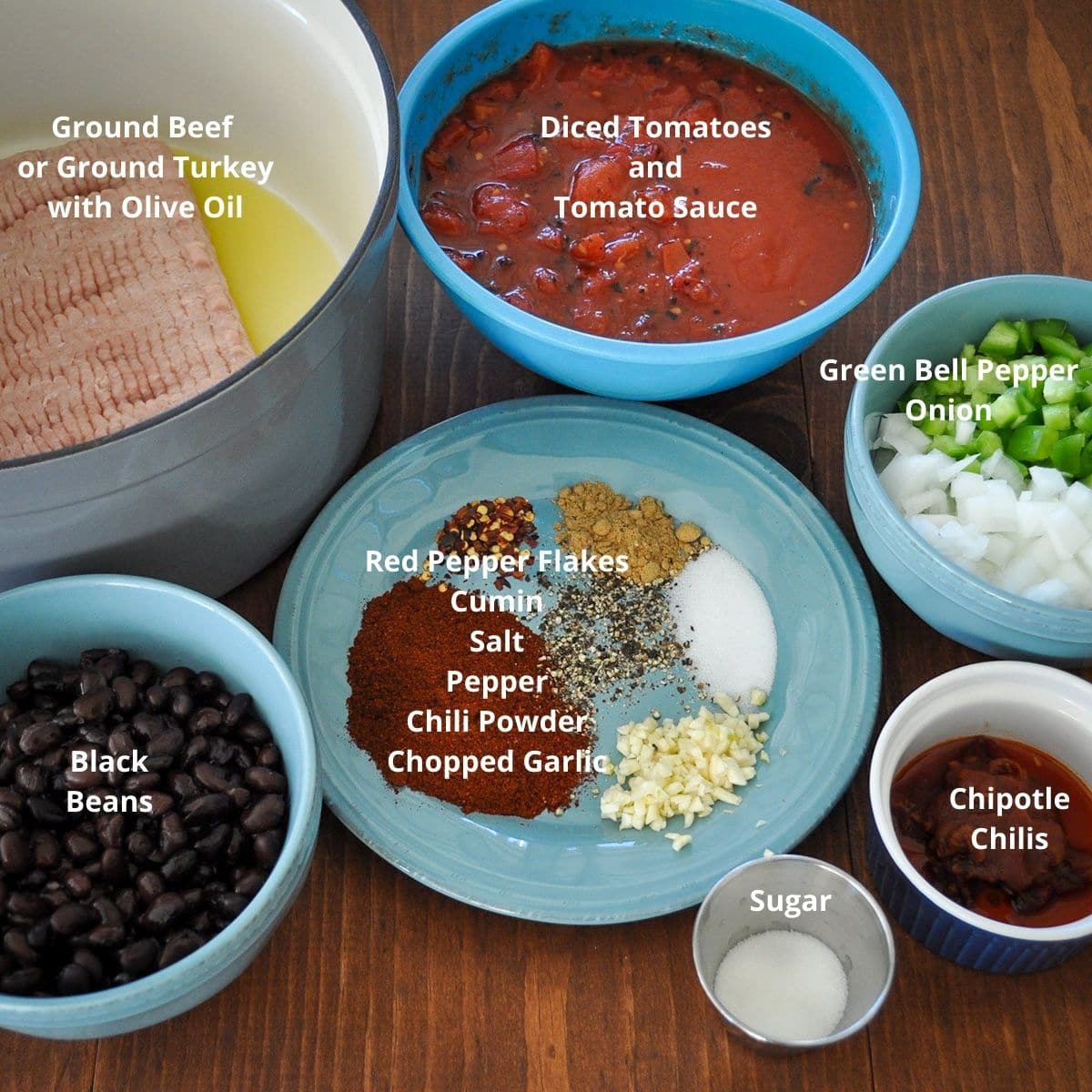 measured out ingredients for chili