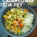 shrimp cauliflower with rice pinterest image