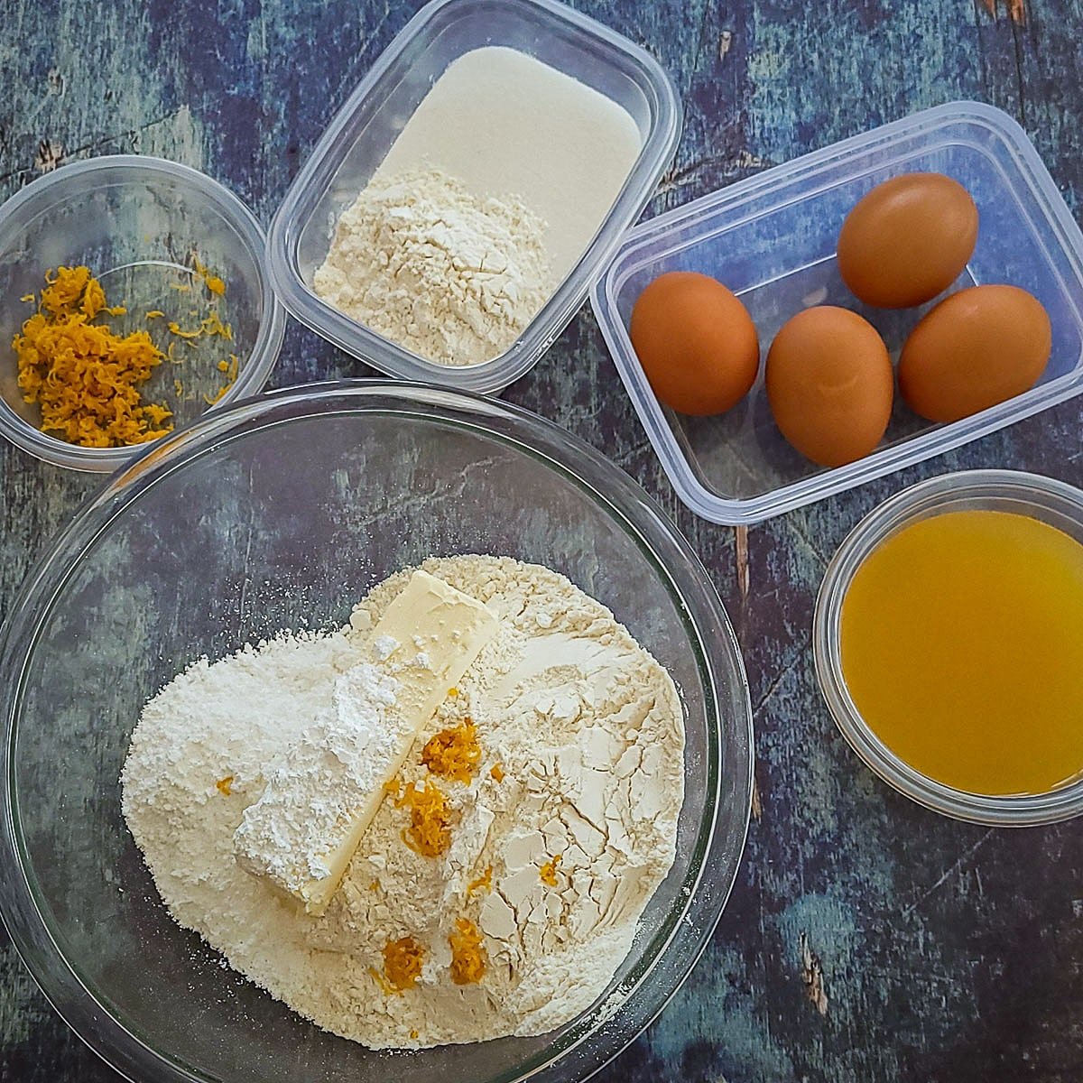ingredients laid out for lemon bar cookies