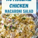 pinterest image for chicken macaroni salad.