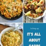 its all about carbs round up pinterest graphic.
