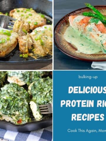 protein rich recipes round-up collage.