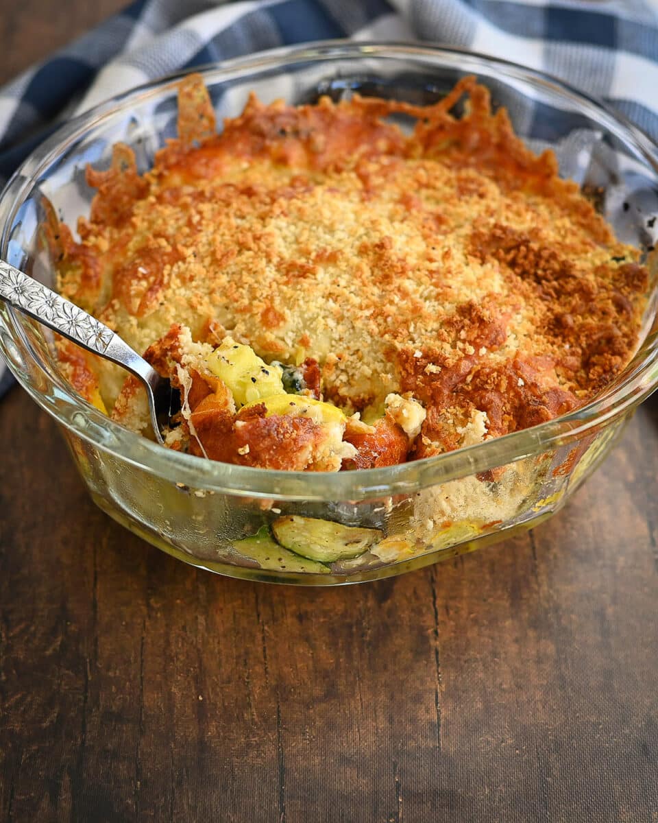 Simple Zucchini and Yellow Squash Casserole with Cheese