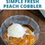 Pinterest image for peach cobbler.