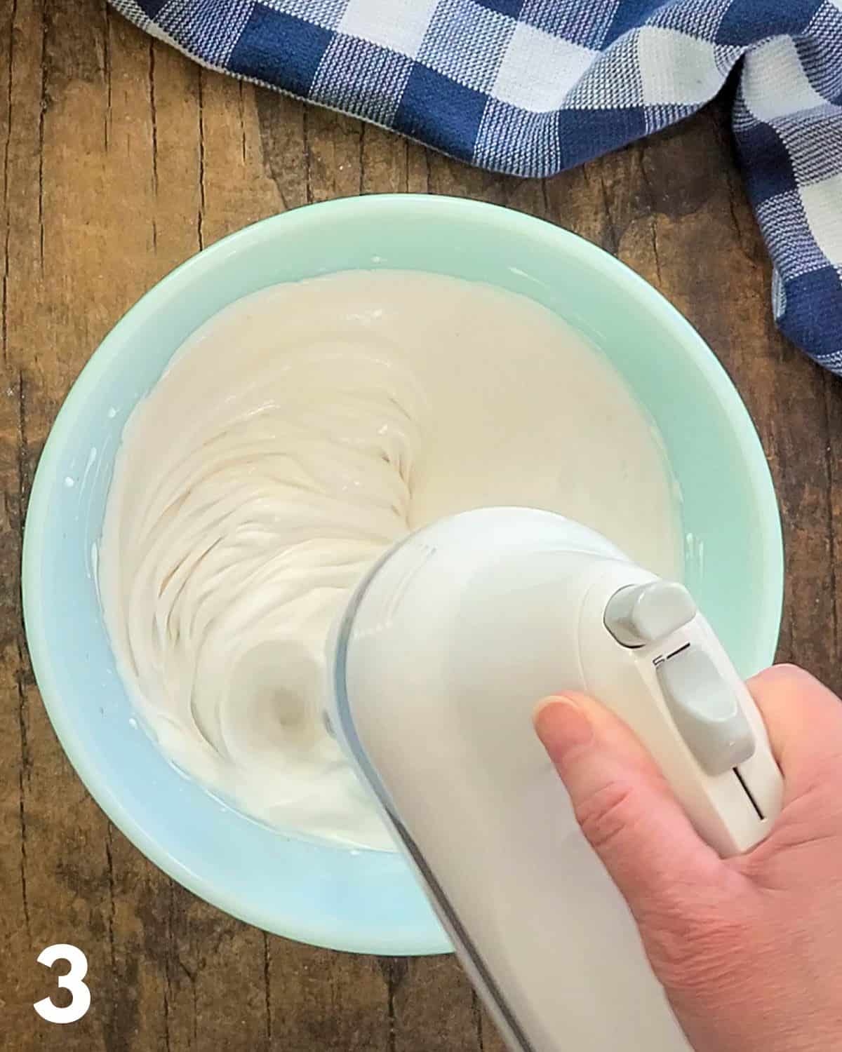 Beating egg whites.