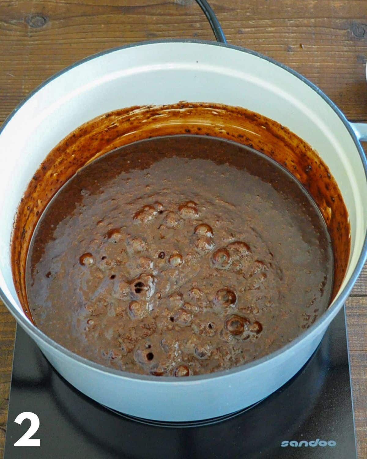 Simmering cooking batter for unbaked cookies.