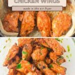 Air Fryer Honey Lime Chicken Wings are shown before and after tossing with sauce, then beautifully garnished with parsley.