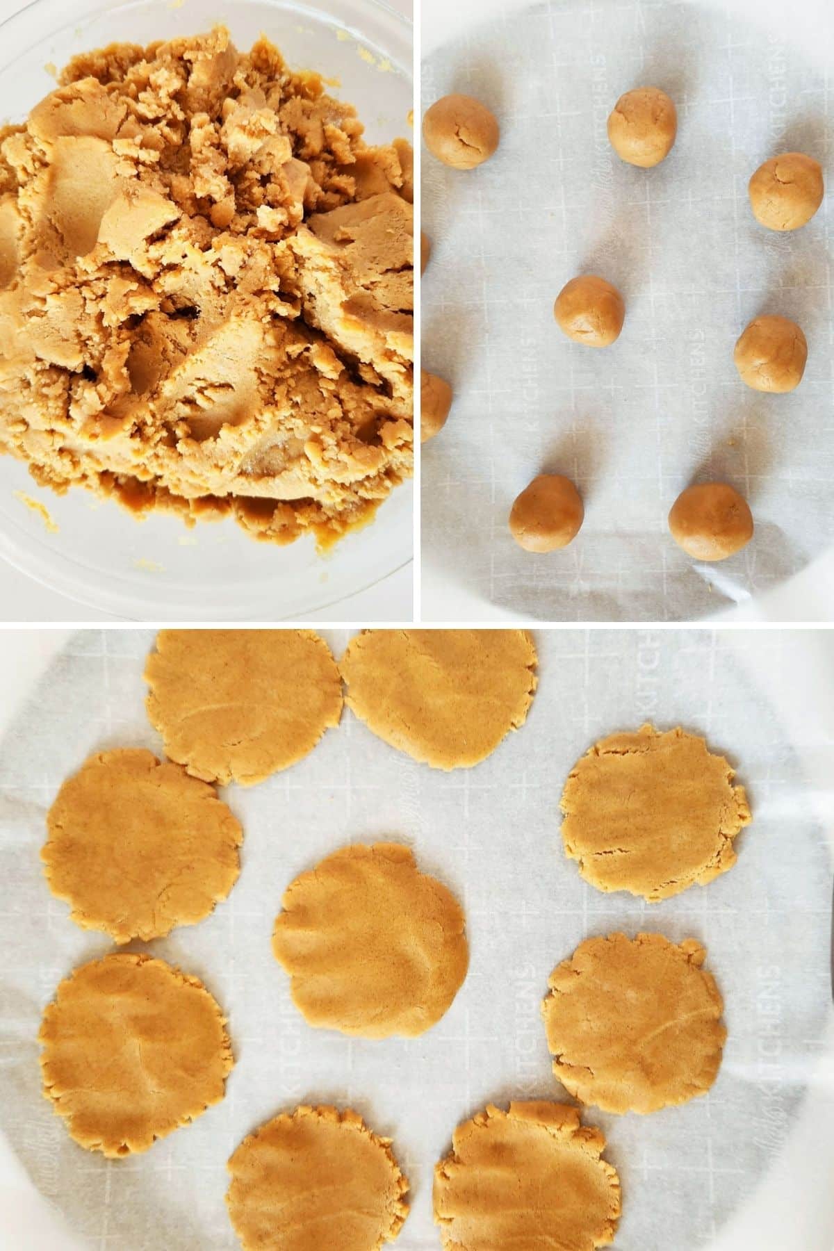 A collage of 4 photos showing how to make fluffernutter cookies. 