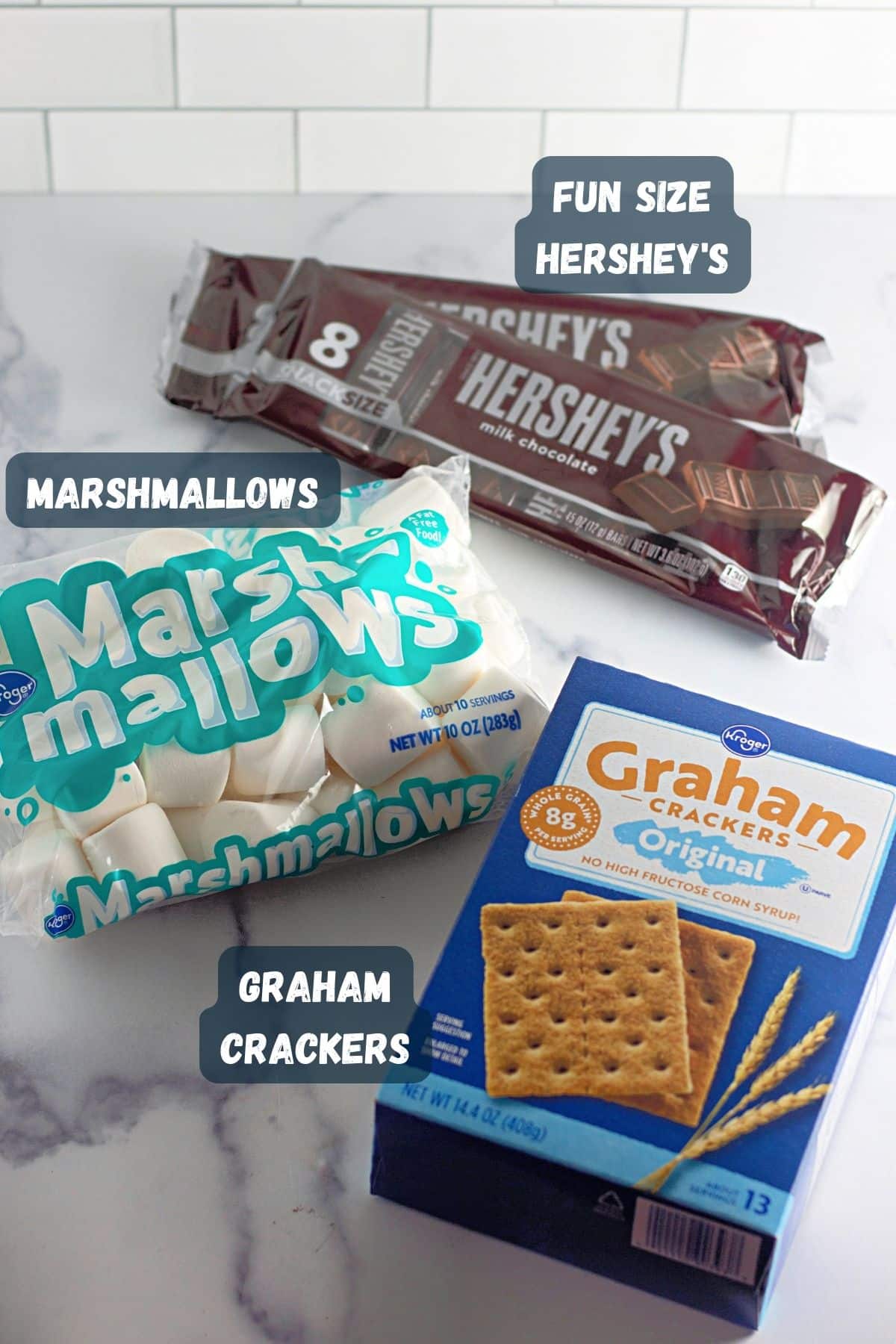 Ingredients needed to make smores. 