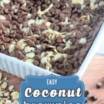 Pinterest image for coconut brownies.