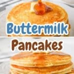 Buttermilk pancakes pinterest graphic.