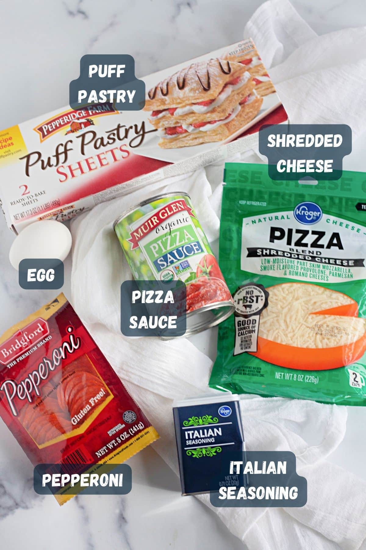 Ingredients shown to make pizza pockets. 