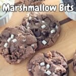 Hot cocoa cookies with marshmallow bits Pinterest graphic.