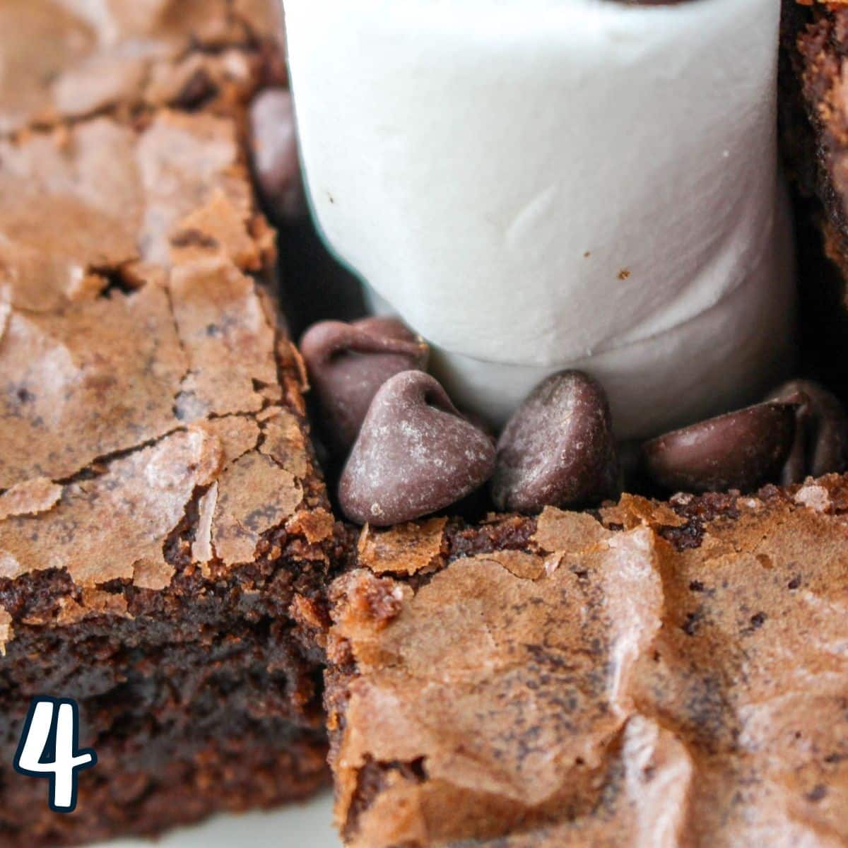 S'mores brownies with marshmallows and chocolate chips.